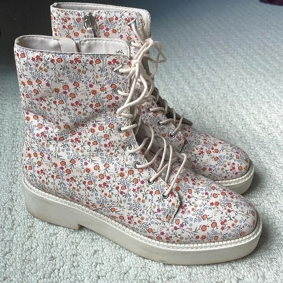 Schutz Mckenzie Floral Leather Boots Size 8.5 - Picture 2 of 12